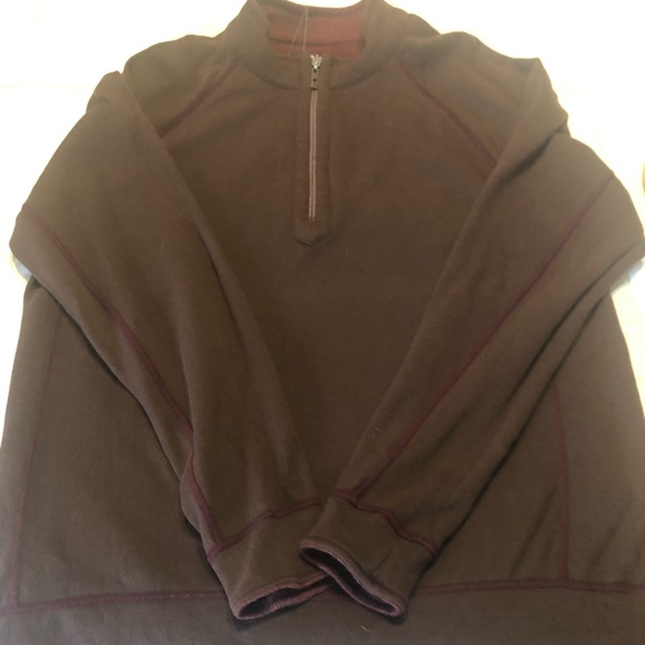 Men’sTommy Bahama Reversible three quarter zip sweater,Medium,Burgundy and Brown - Picture 7 of 12